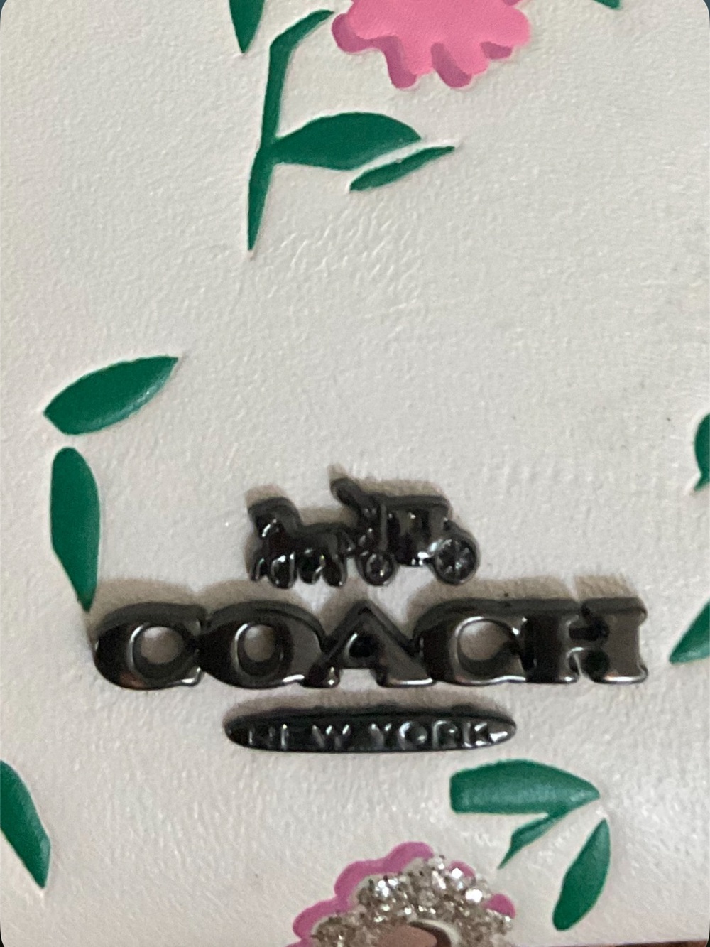 Coach Pink and White Floral Card Case